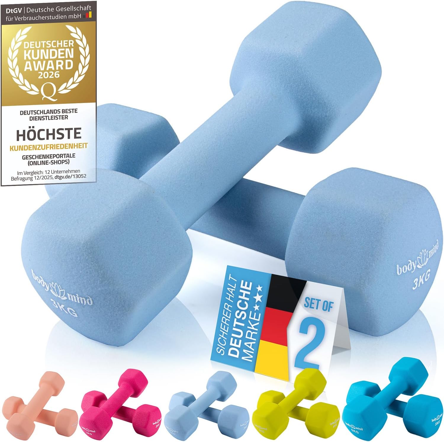Neopren Hanteln 2er Set – Rutschfeste Hex-Gymnastikhanteln
