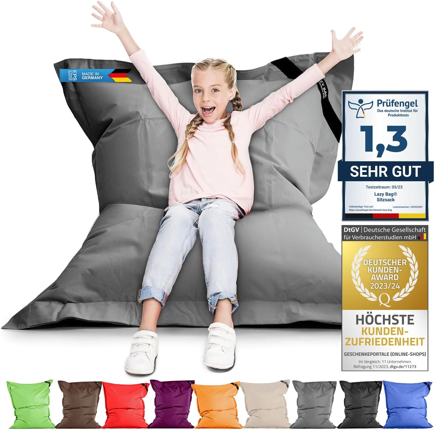 LazyBag Outdoor Sitzsack Junior – Wasserfestes Sitzkissen für Kinder