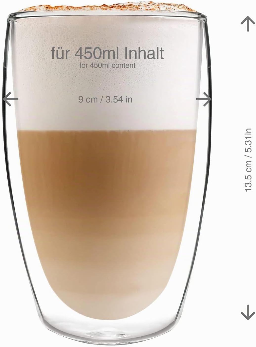 Dimono Thermo-Longdrinkglas 450ml - Doppelwandiges Isolierglas
