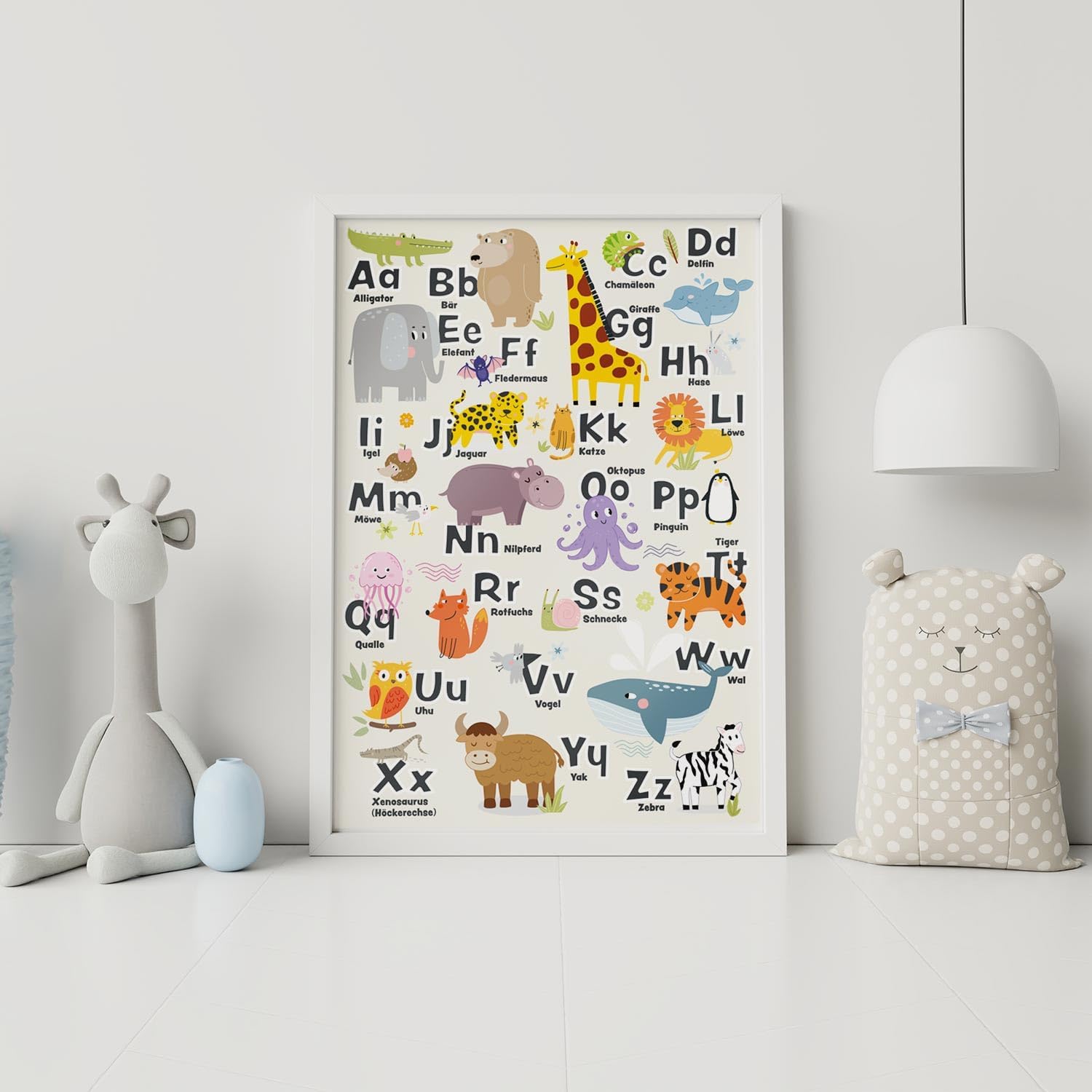 ABC-Kinderposter - Liebevolles Lernposter mit Tieren - 42x60 cm