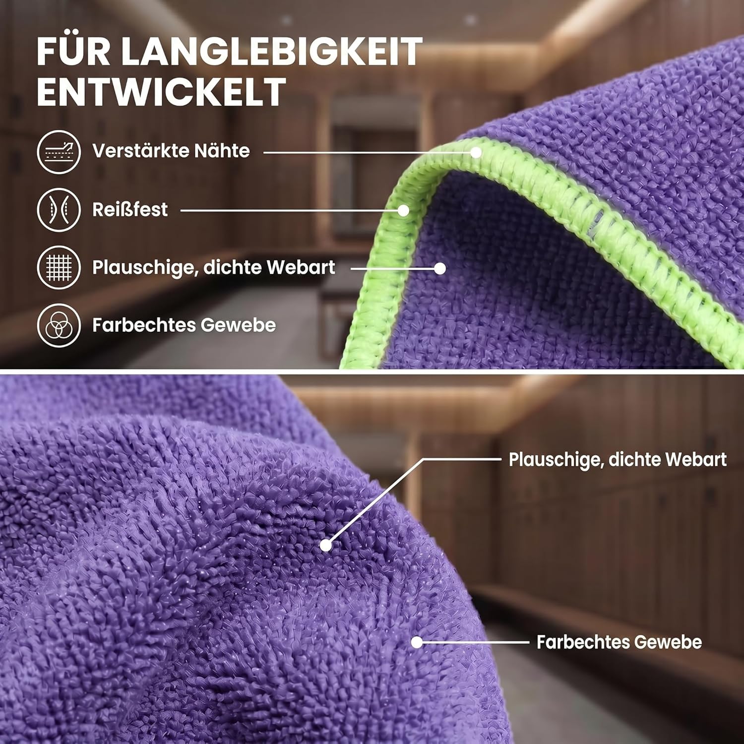 Mikrofaser Reisehandtuch 80x40 cm - Schnelltrocknend & Kompakt Lila