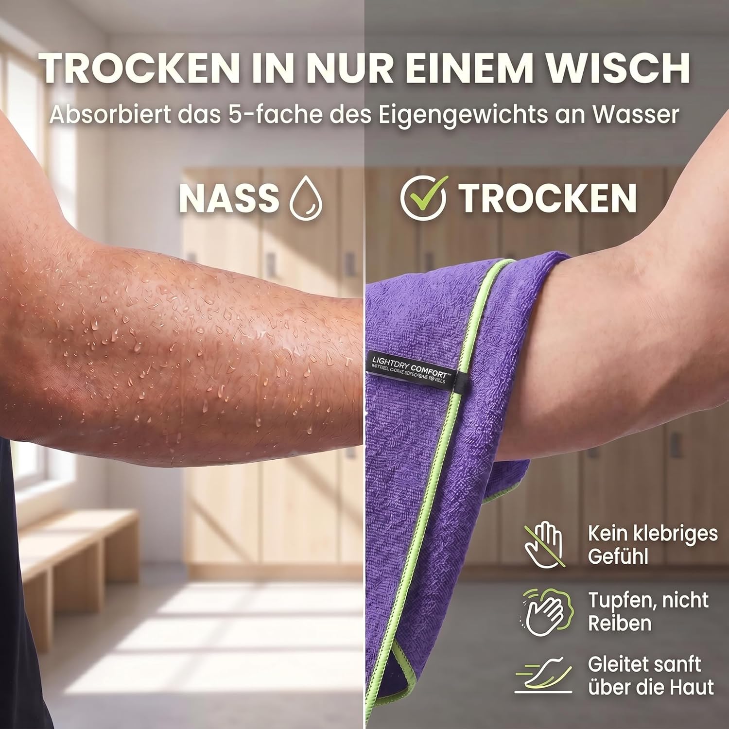 Mikrofaser Reisehandtuch 80x40 cm - Schnelltrocknend & Kompakt Lila