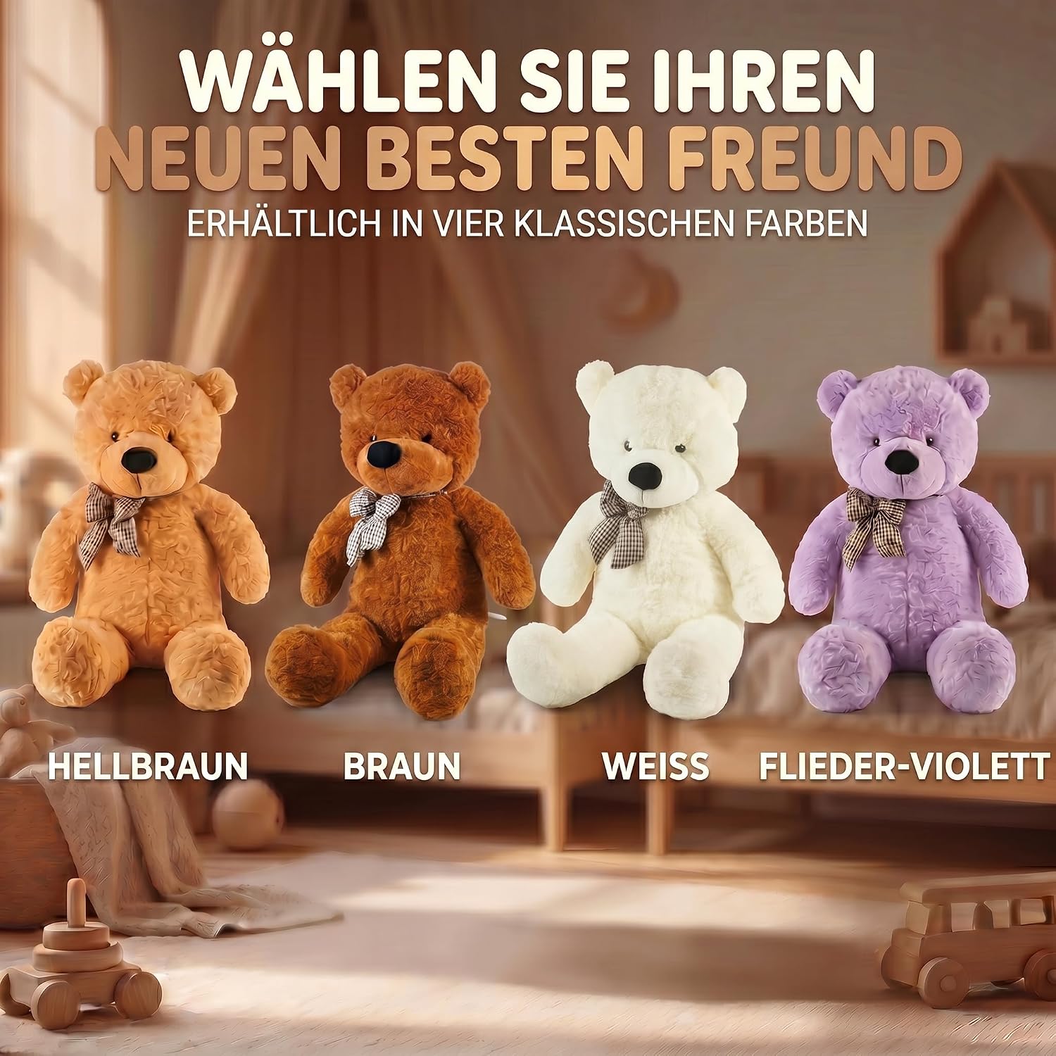 Riesen Teddybär 120 cm XXL – Kuscheliger Plüschbär Hellbraun