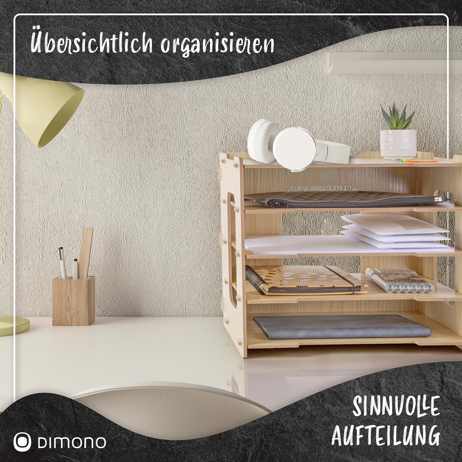 Bambus Dokumentenablage Schreibtisch-Organizer mit 5 Fächern