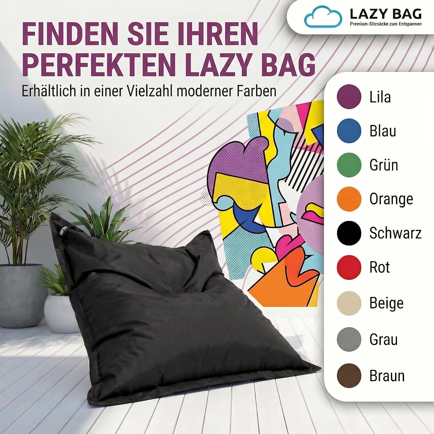 LazyBag Outdoor Sitzsack Junior – Wasserfestes Sitzkissen für Kinder