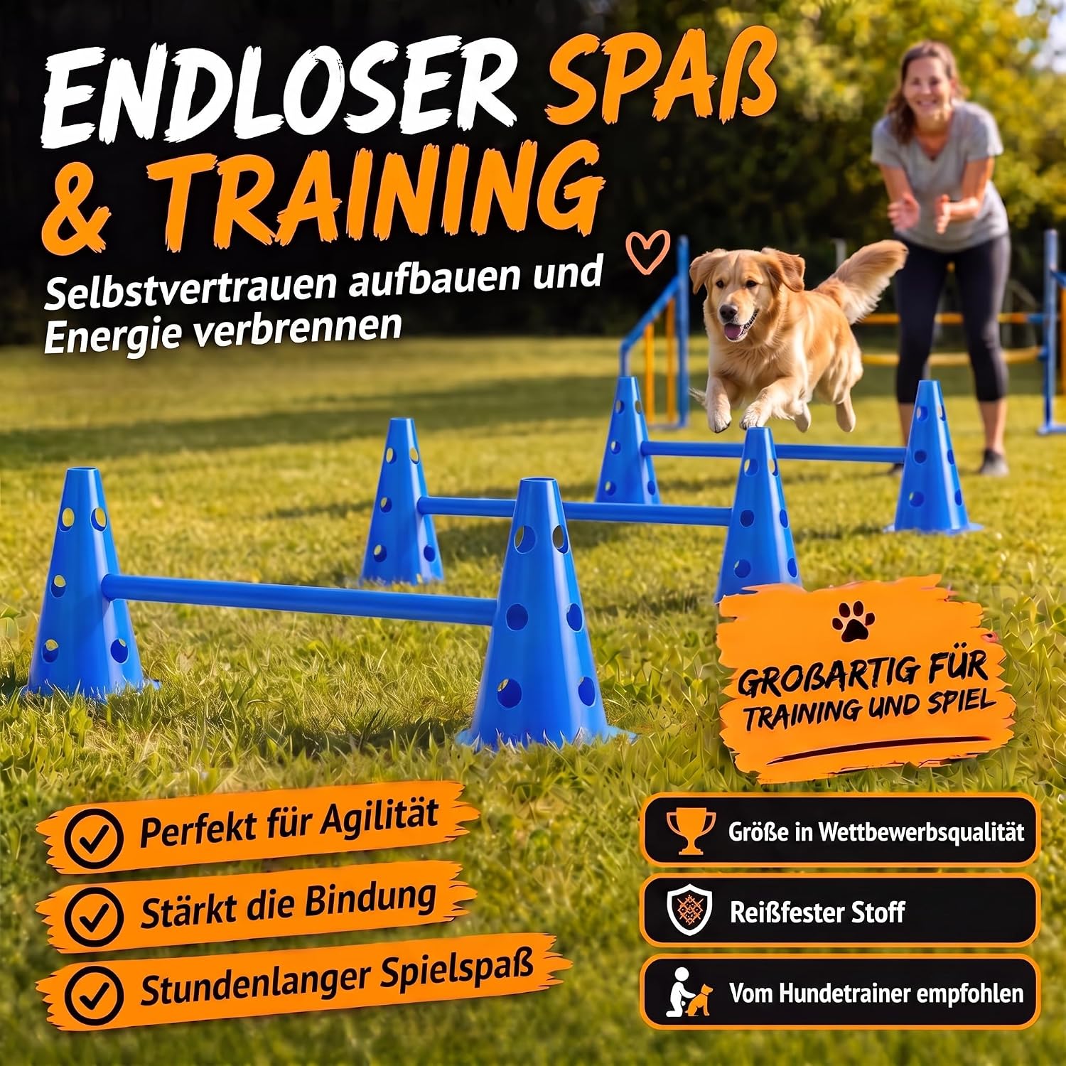 Hunde Agility Tunnel Set 500 cm - Spieltunnel mit Hürden