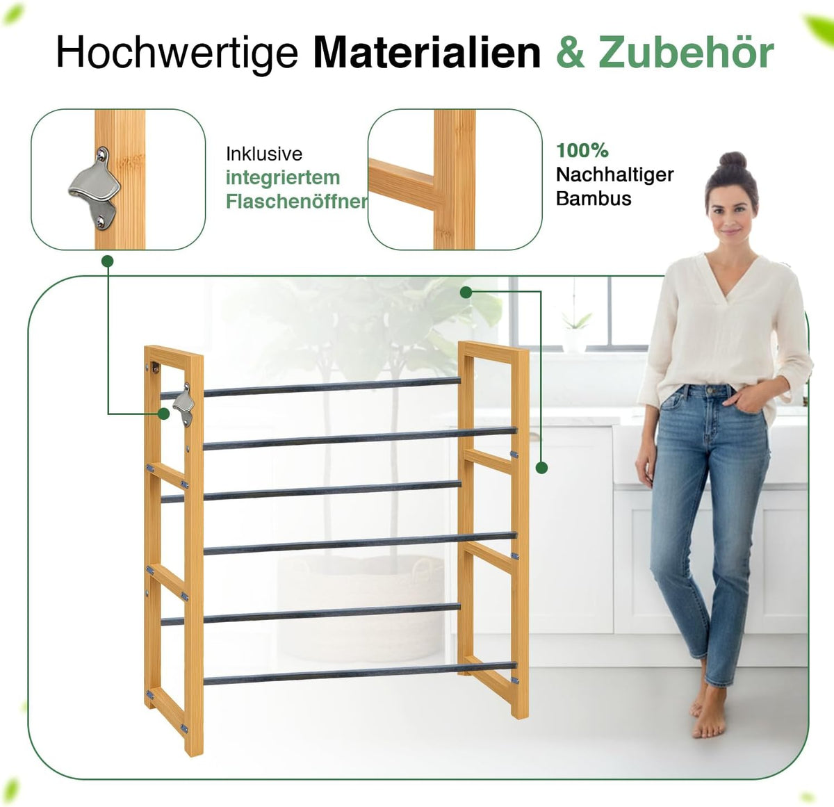 Bambus Getränkekistenregal – Stabiles Kistenregal für die Küche