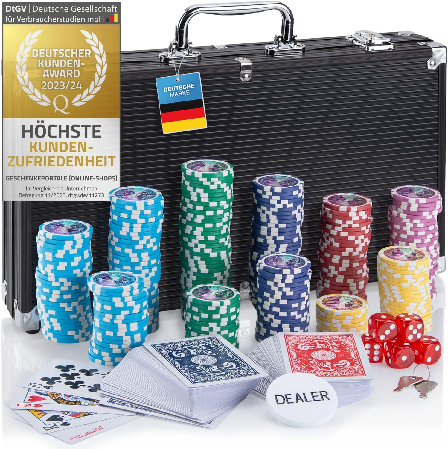 Profi Pokerset mit 500 Chips & Alu-Koffer – Casino-Feeling für Zuhause
