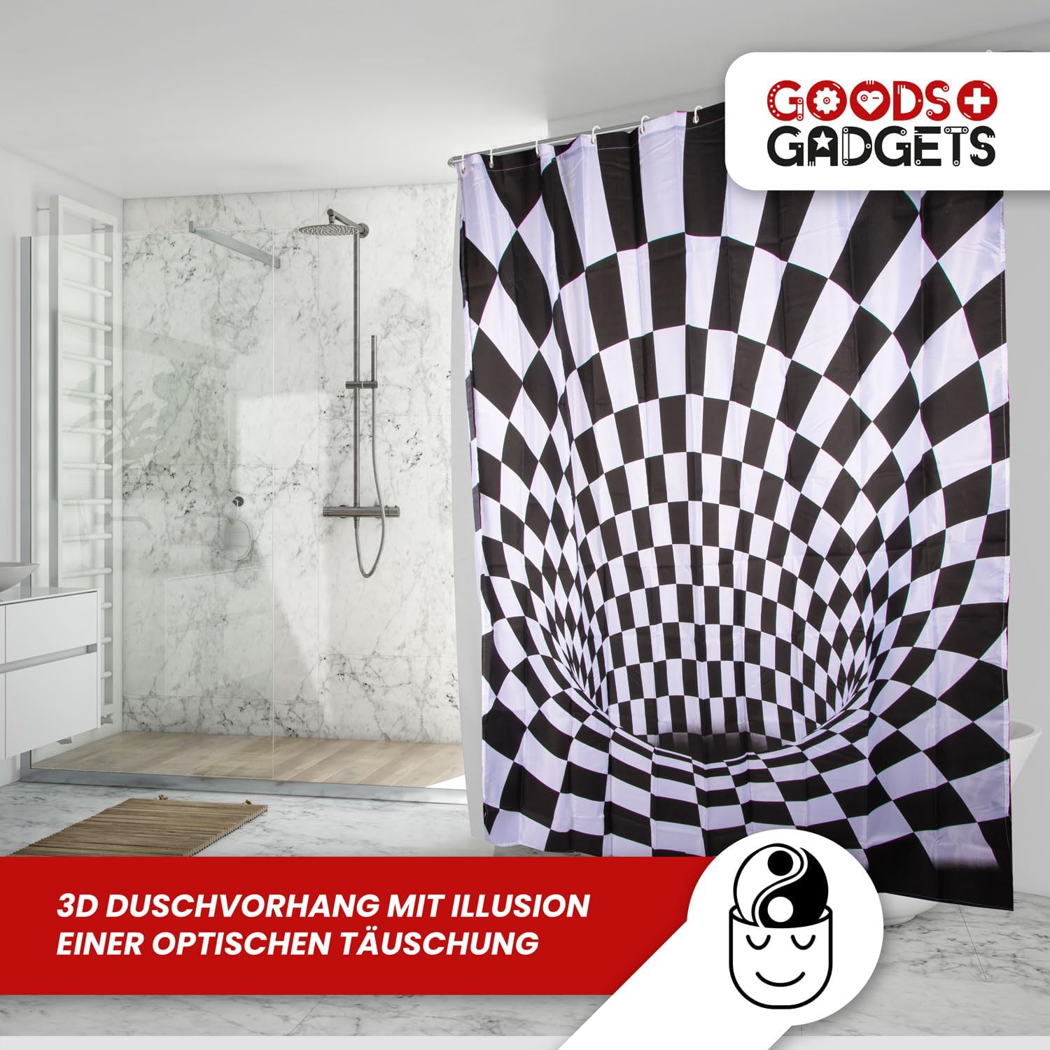 3D-Illusion Duschvorhang 180x200 cm – Wasserabweisend & Waschbar