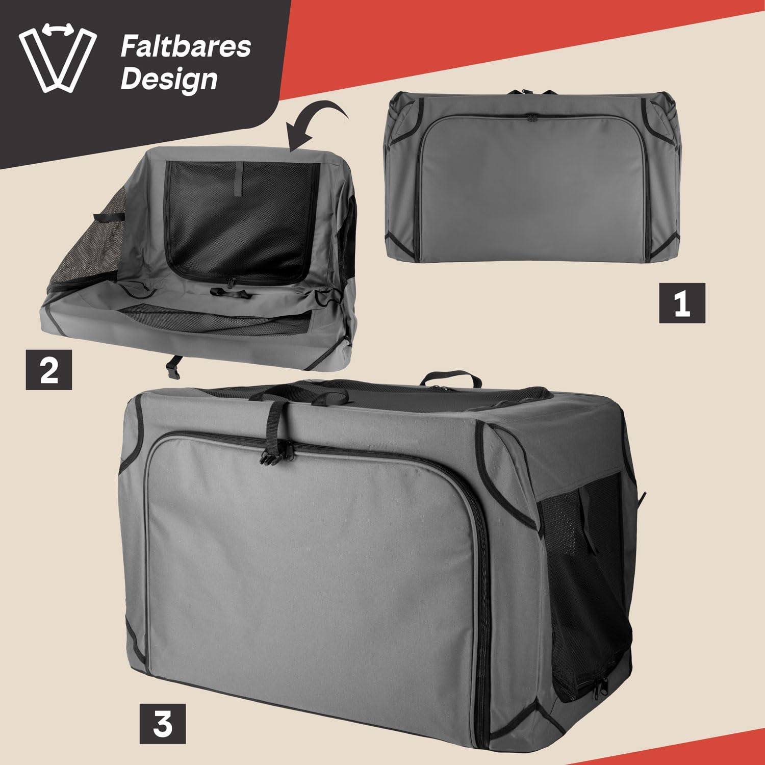 Hundetransportbox & Laufstall Kombi - Faltbare Auto-Hundebox