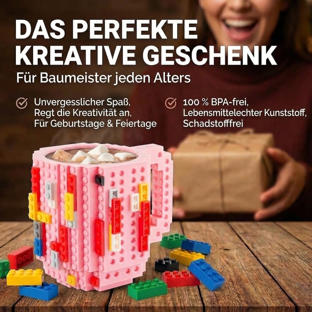 Brick Mug - Bausteine-Kaffeetasse 350ml - Kompatibler DIY Becher