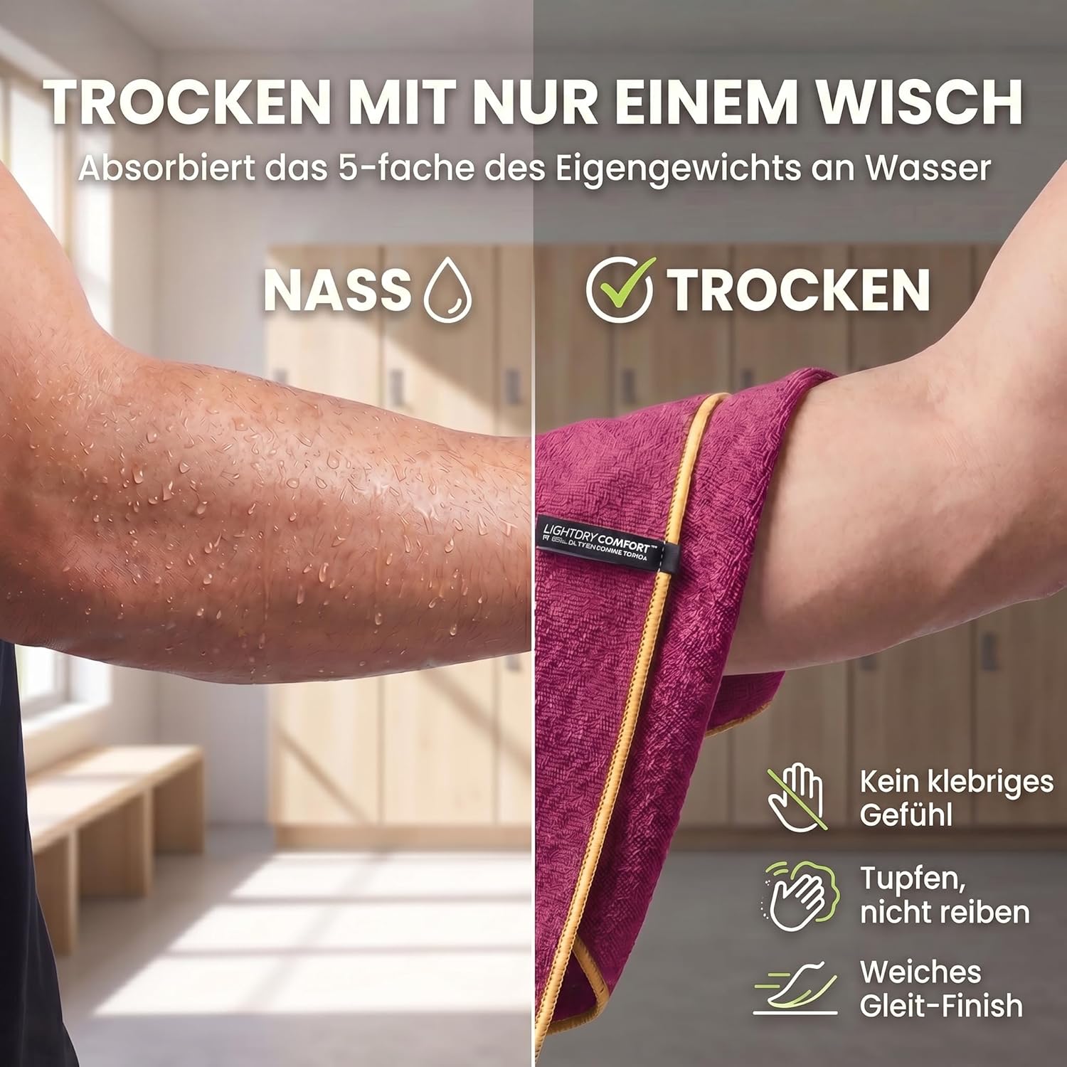 Mikrofaser-Reisehandtuch – Schnelltrocknend & Kompakt – 60x30 cm – Rot