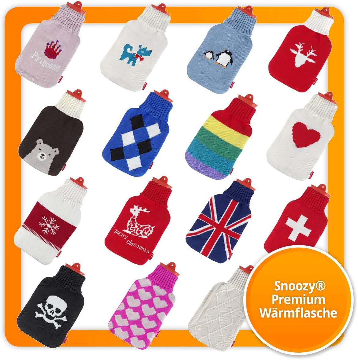 Snoozy 2L Wärmflasche mit Schneeflocken-Bezug – Kuschelig & Warm