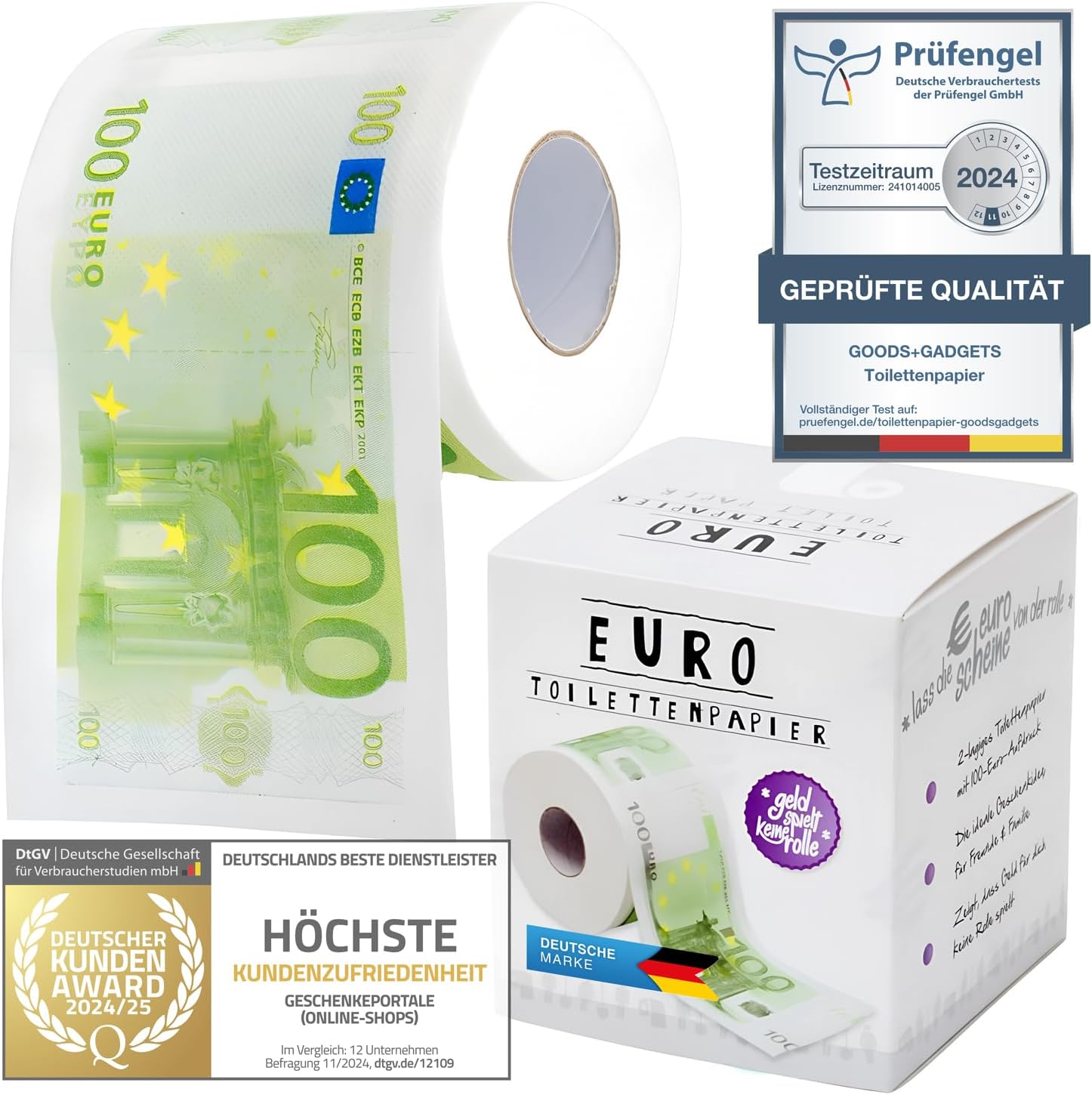 100€-Schein Toilettenpapier - Lustiges Geschenk & Scherzartikel