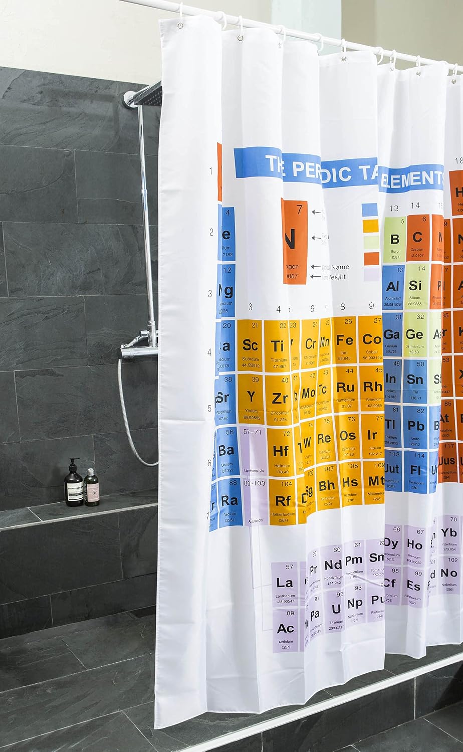 Duschvorhang Periodensystem 180x200cm - Wasserdicht & Waschbar