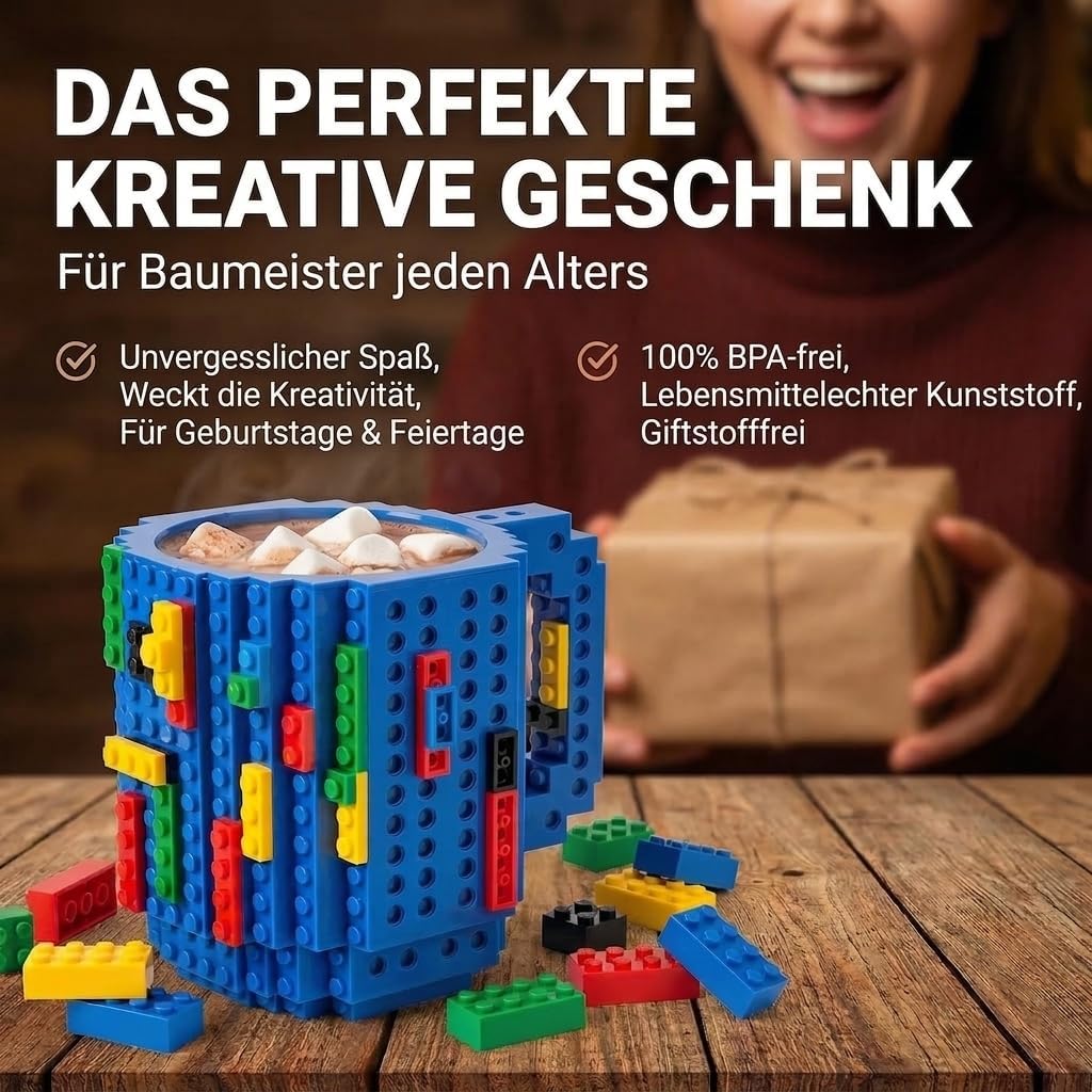 Brick Mug - Bausteine-Kaffeetasse 350ml - Kompatibler DIY Becher