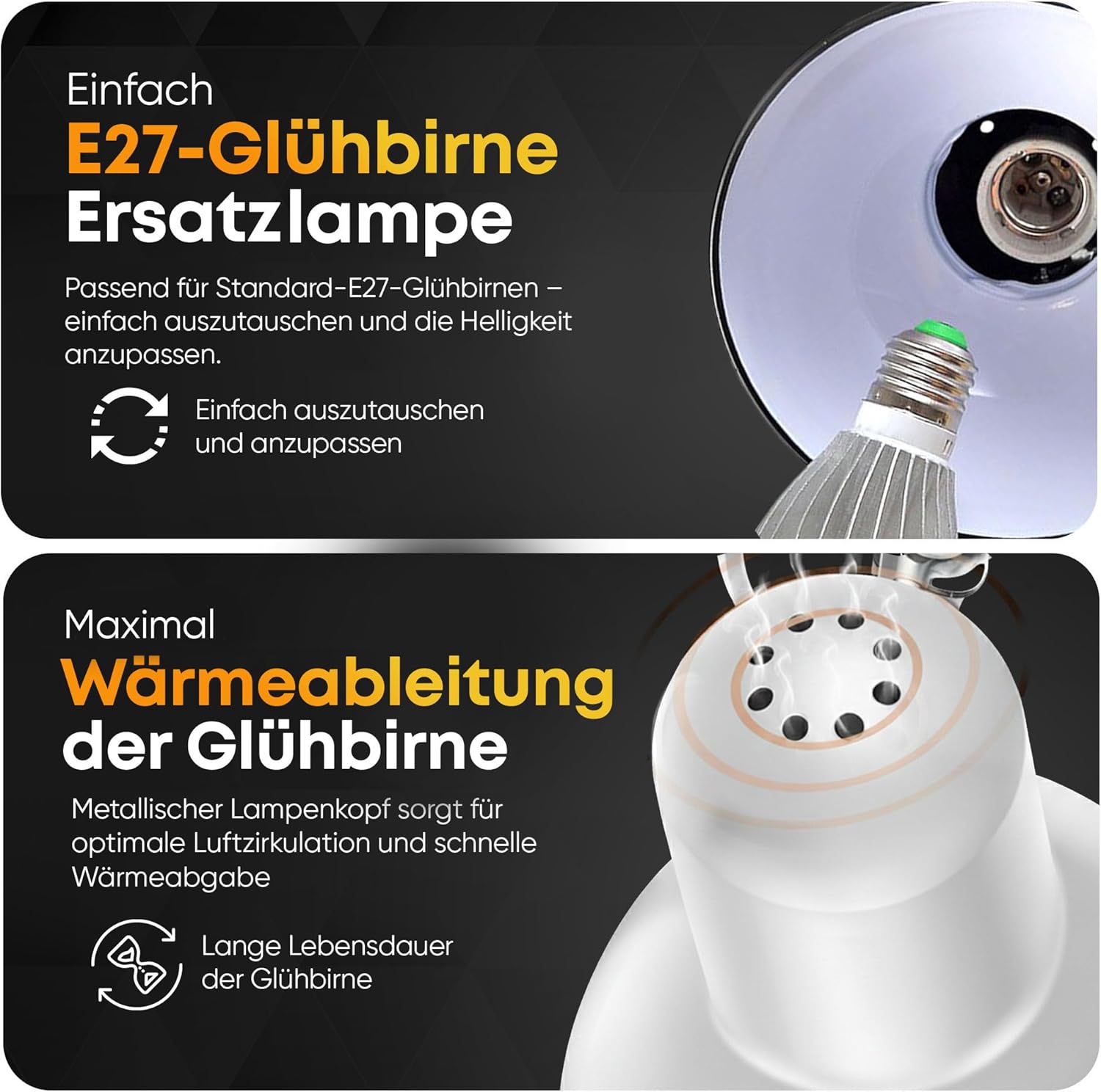 Retro Schreibtischlampe - Vintage Arbeitslampe mit Gelenk-Arm & LED