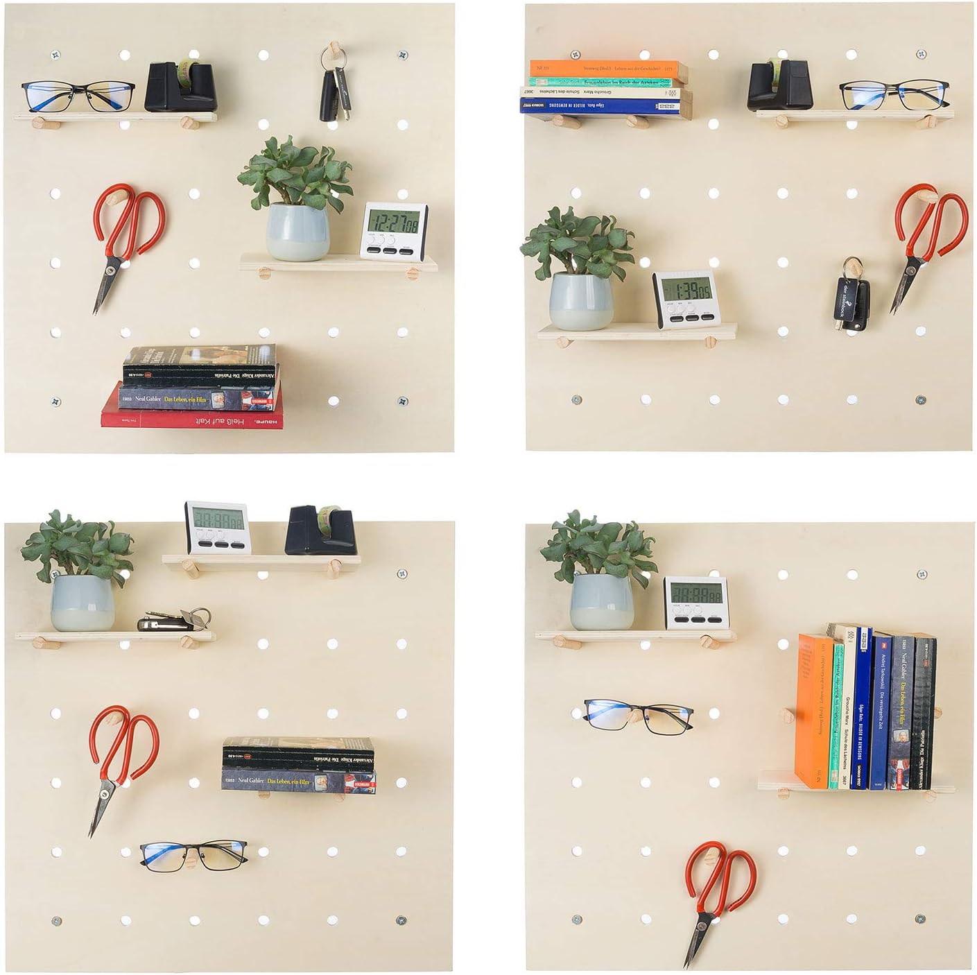 Holz Wandregal Pegboard – Flexibles Stecktafel System 58x58cm