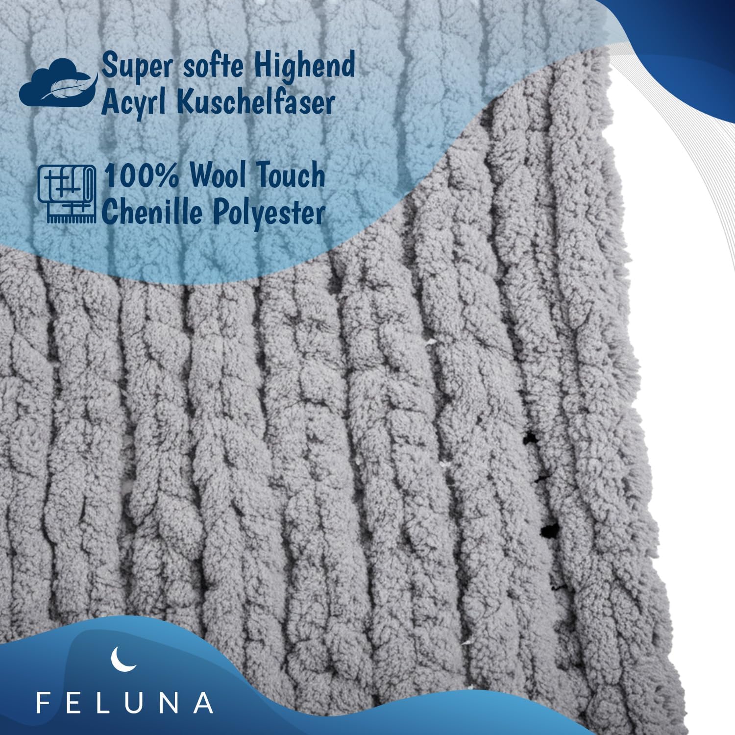 Feluna Grob gestrickte Kuscheldecke – Flauschige Wohndecke XXL