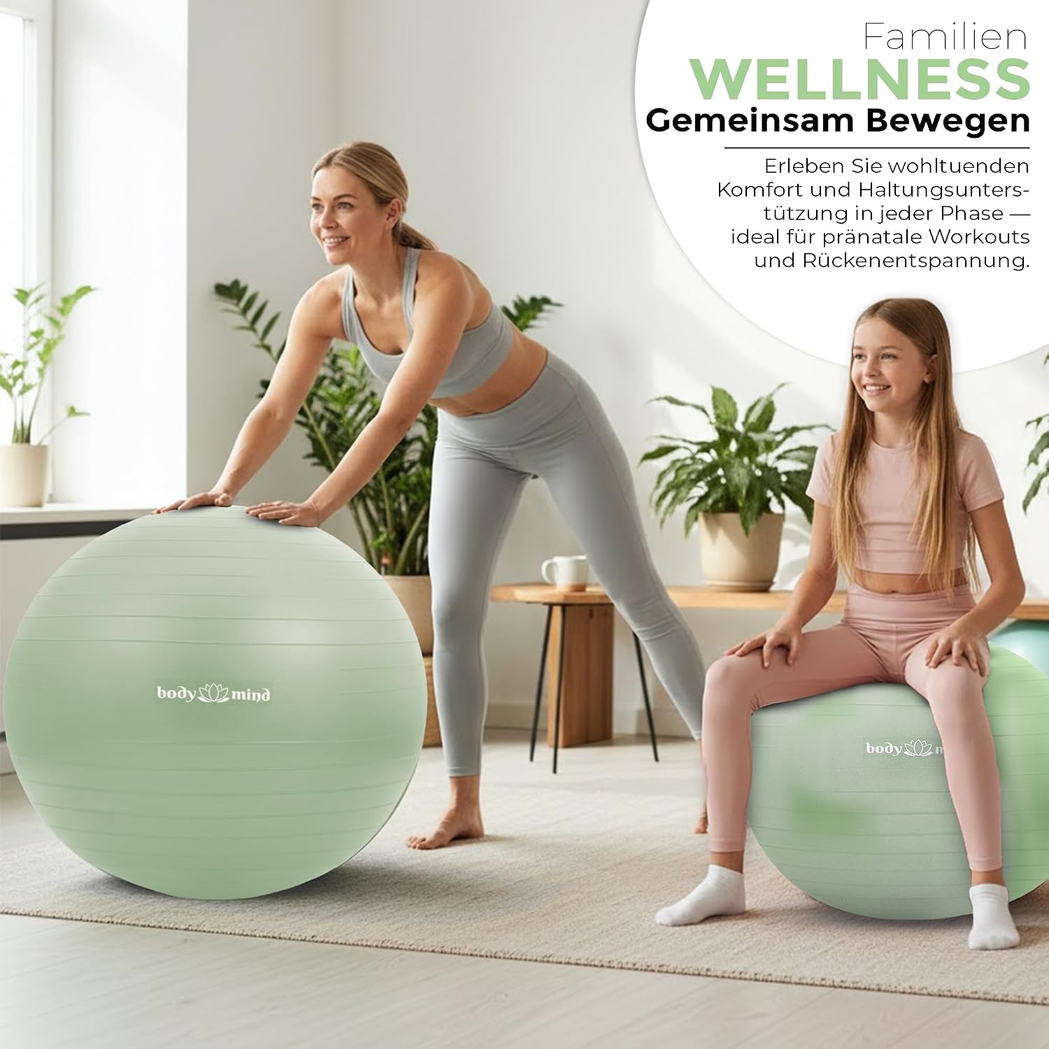 Body & Mind Gymnastikball mit Pumpe - Anti-Burst Pilates & Sitzball