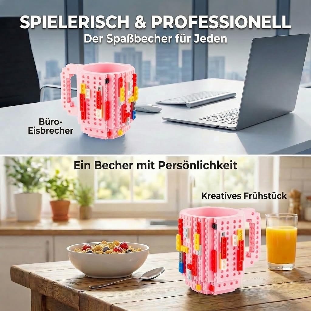 Brick Mug - Bausteine-Kaffeetasse 350ml - Kompatibler DIY Becher