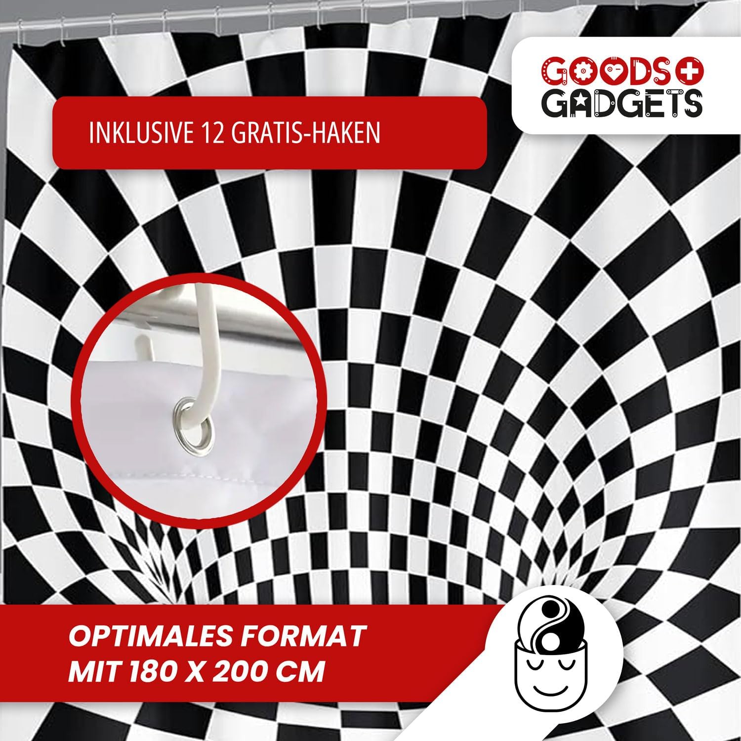 3D-Illusion Duschvorhang 180x200 cm – Wasserabweisend & Waschbar