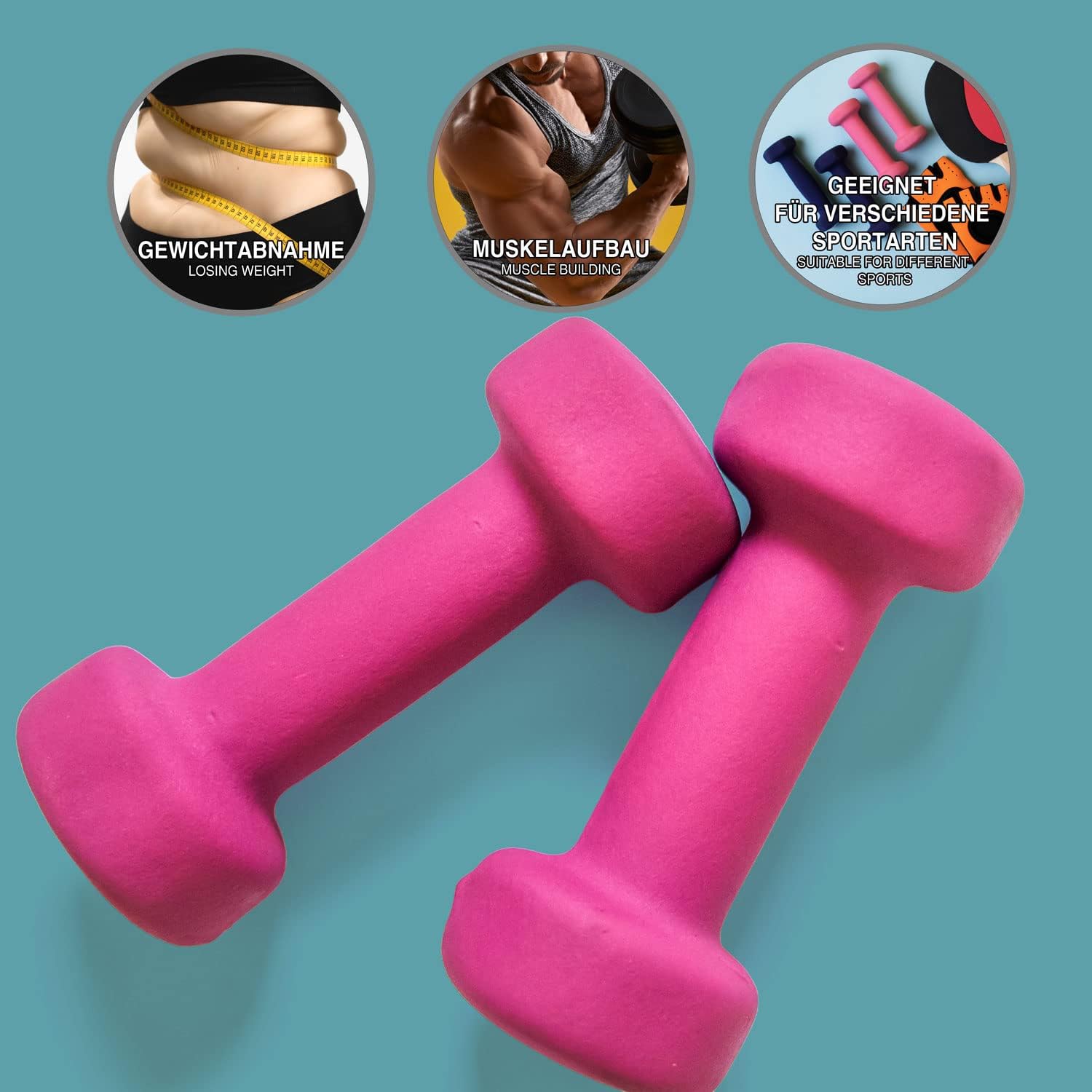 Neopren Hanteln 2er Set – Rutschfeste Hex-Gymnastikhanteln