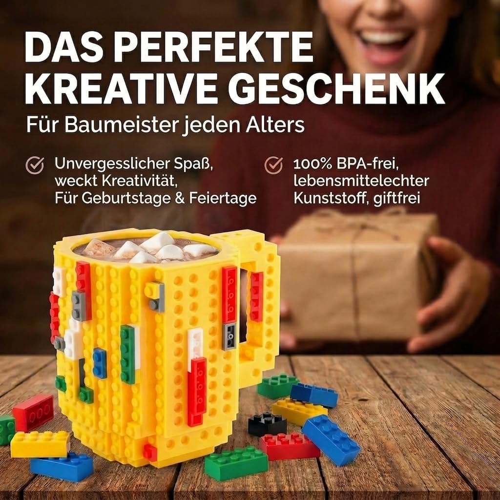 Brick Mug - Bausteine-Kaffeetasse 350ml - Kompatibler DIY Becher
