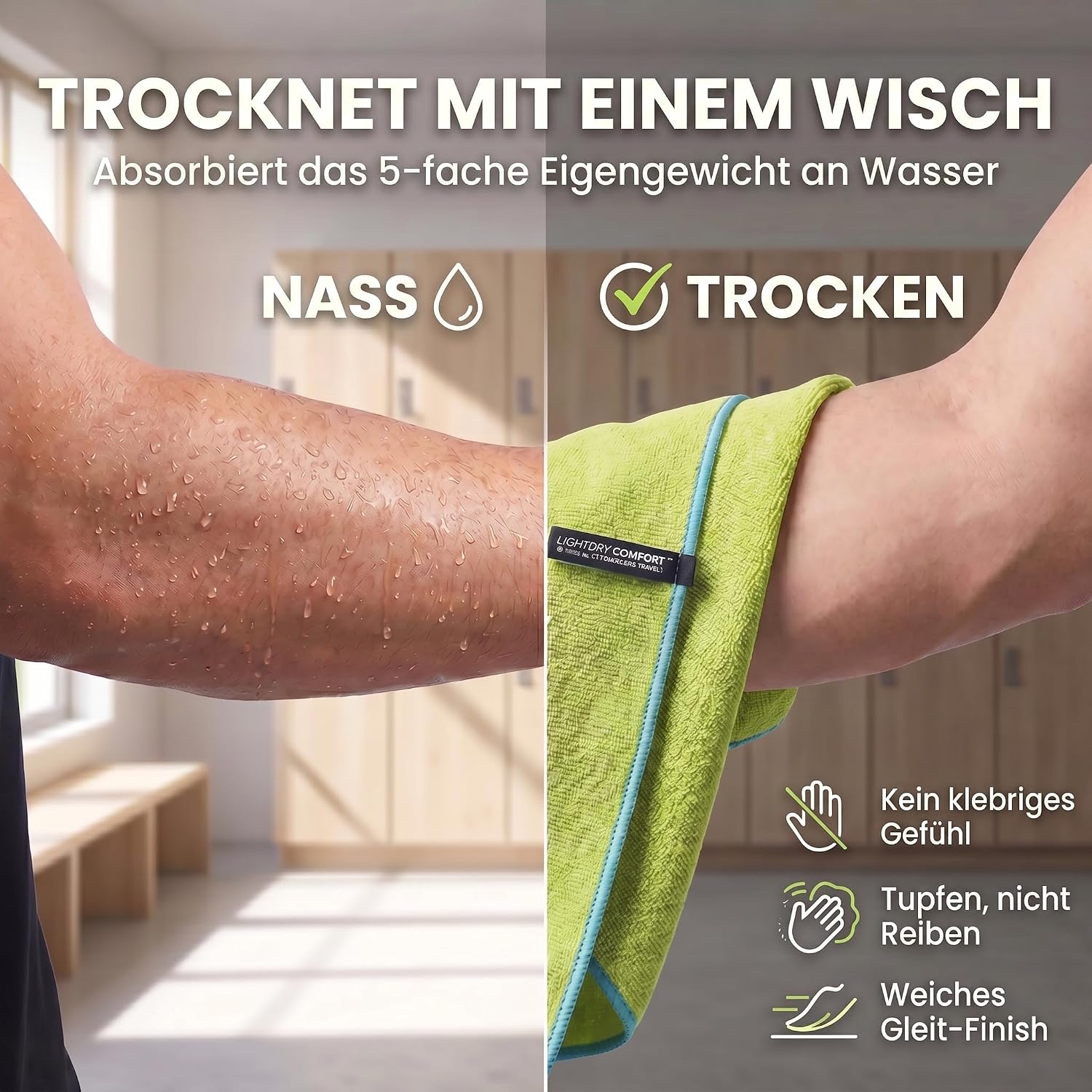 Mikrofaser Reisehandtuch 80x40 cm - Kompakt & Schnelltrocknend