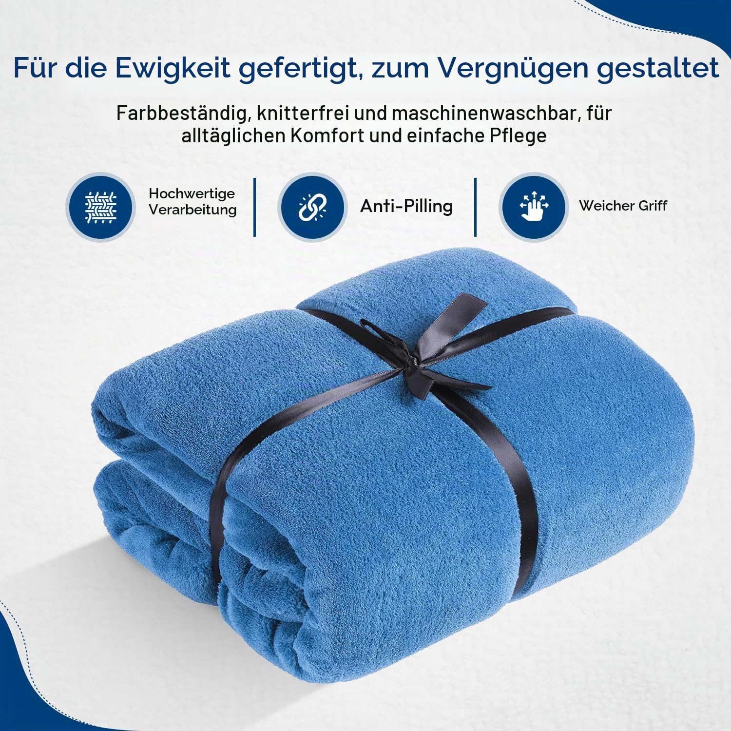 Feluna XXL Kuscheldecke 220x200 cm – Kuschelweiche Wohndecke Grau