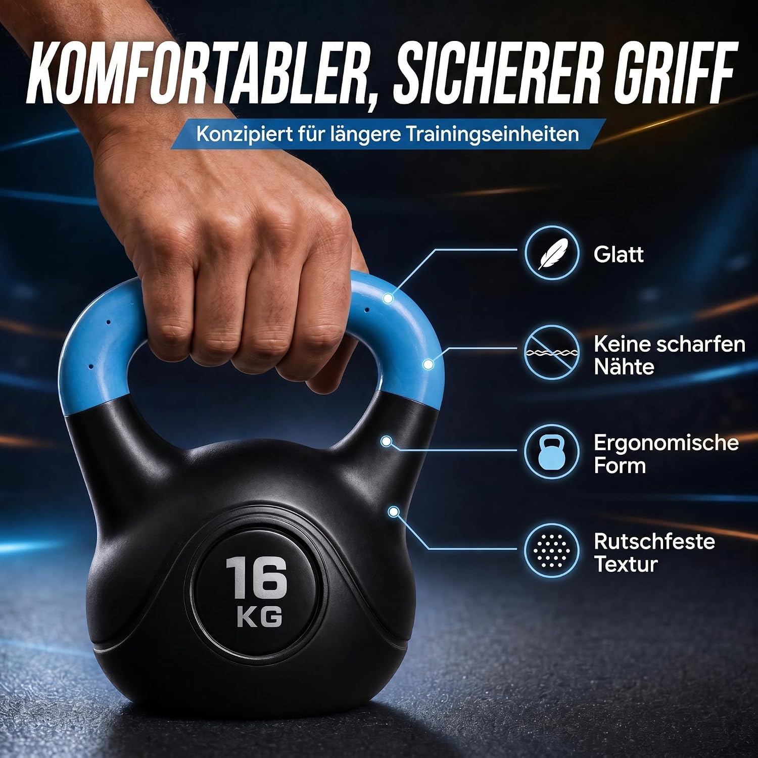 Kettlebell Kugelhantel Deluxe 2-20 kg – Bodenschonendes Krafttraining