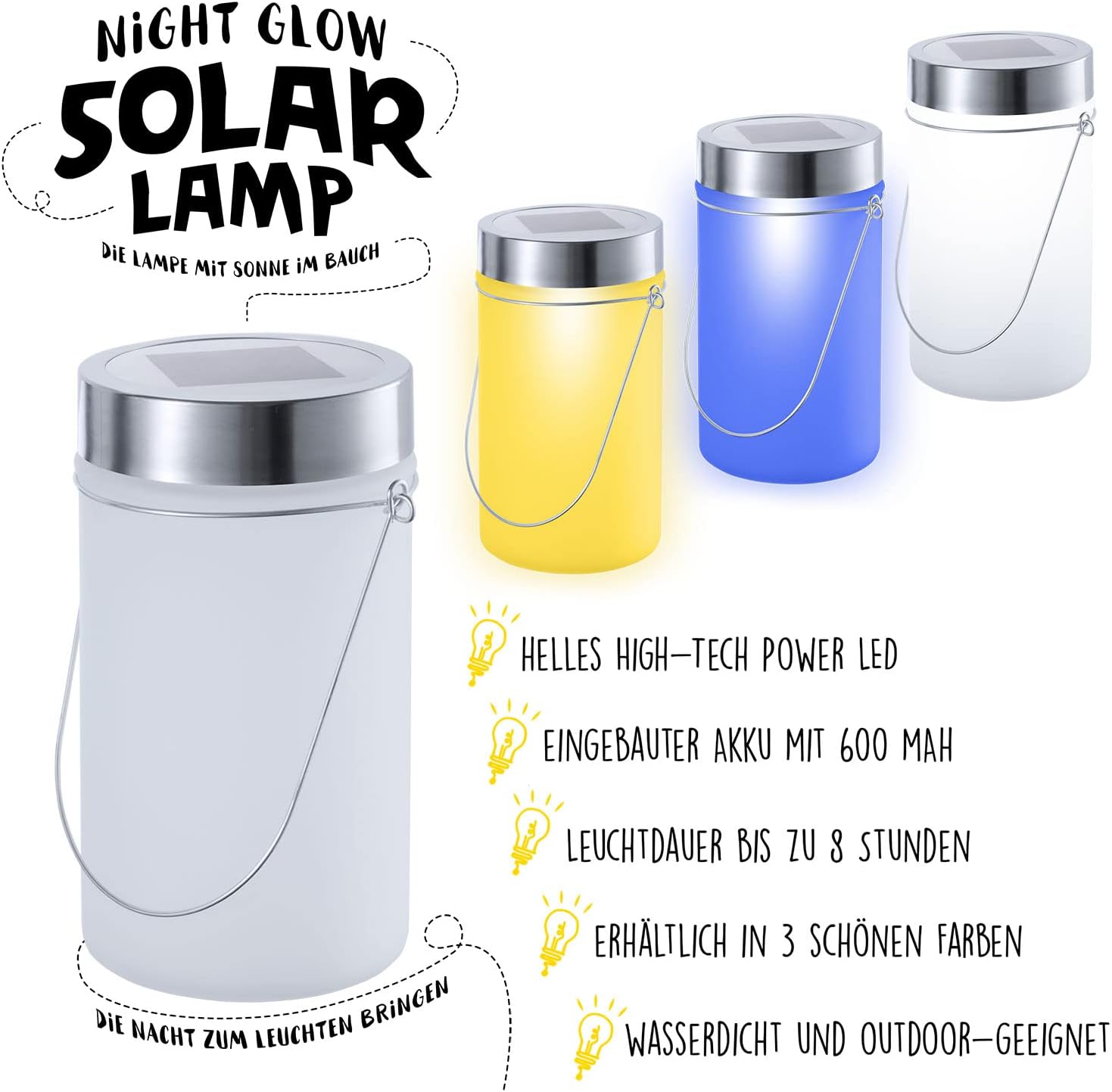 Sun Jar Solar-Laterne Blau - Witterungsbeständige LED-Dekoleuchte