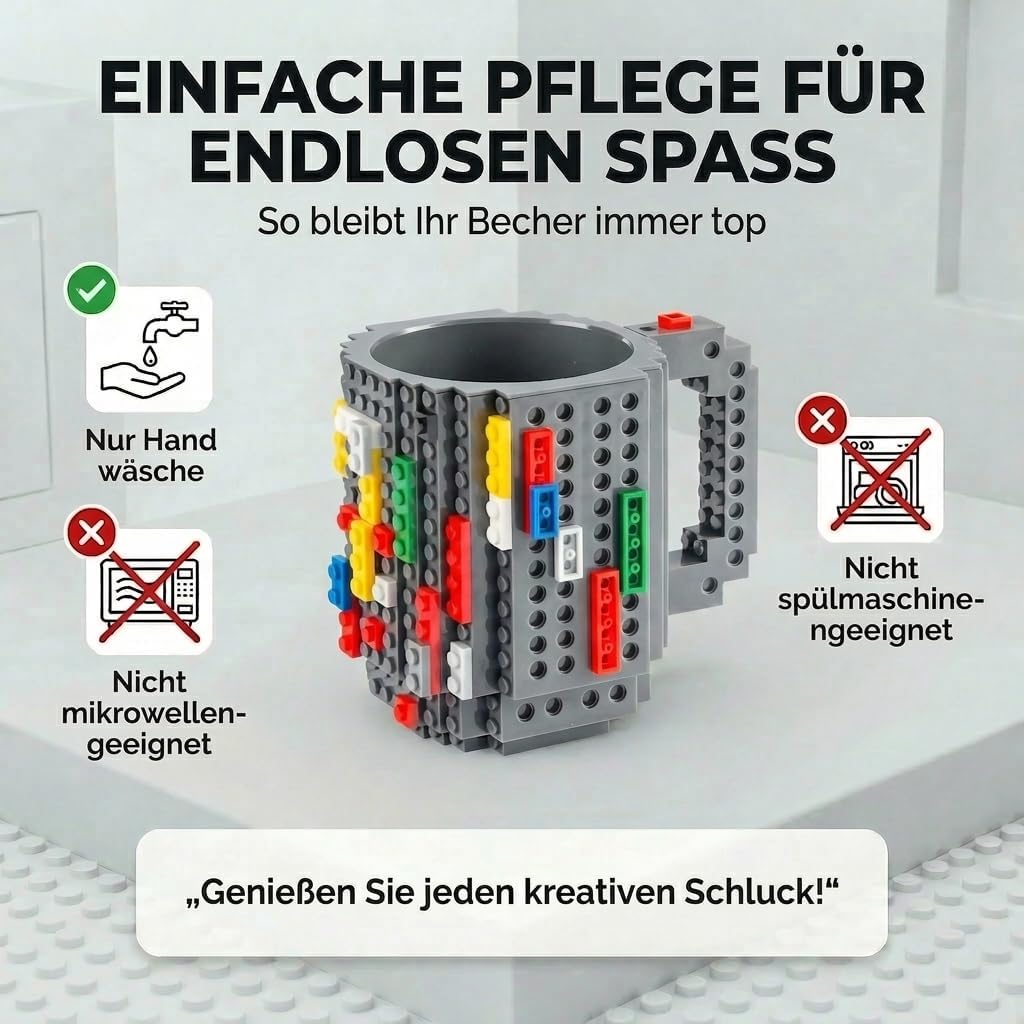 Brick Mug - Bausteine-Kaffeetasse 350ml - Kompatibler DIY Becher