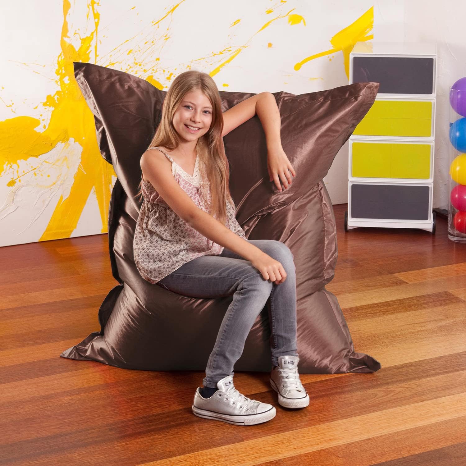 Smoothy Sitzsack Junior Metallic - XXL Sitzkissen für Kinder Bronze