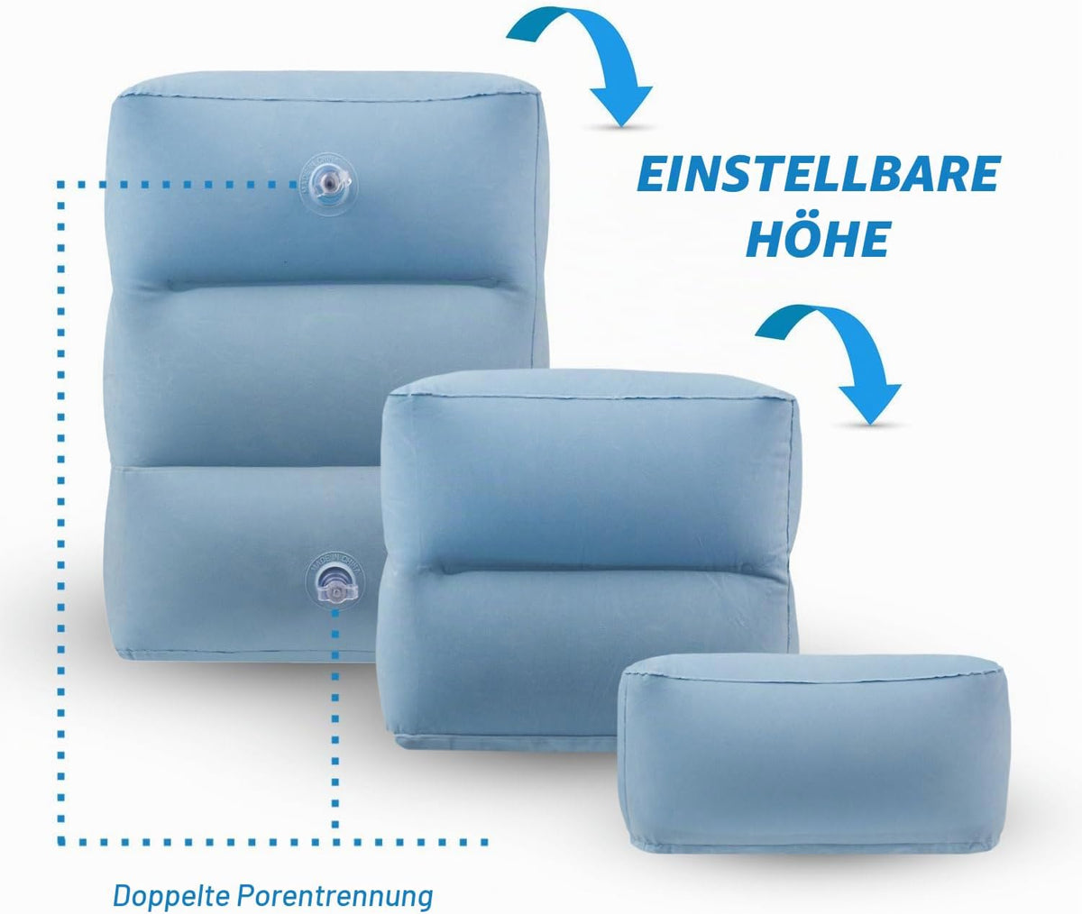 Flugzeug-Reisekissen Hellblau – einstellbare Höhe #Farbe_Hellblau