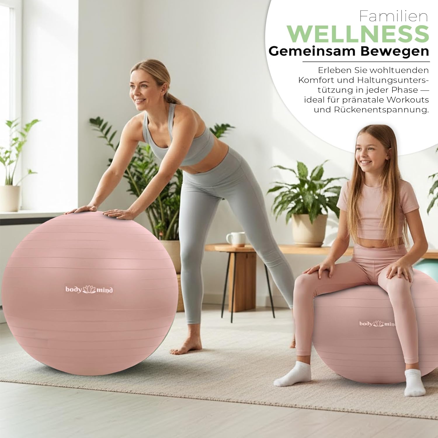 Body & Mind Gymnastikball mit Pumpe - Anti-Burst Pilates & Sitzball