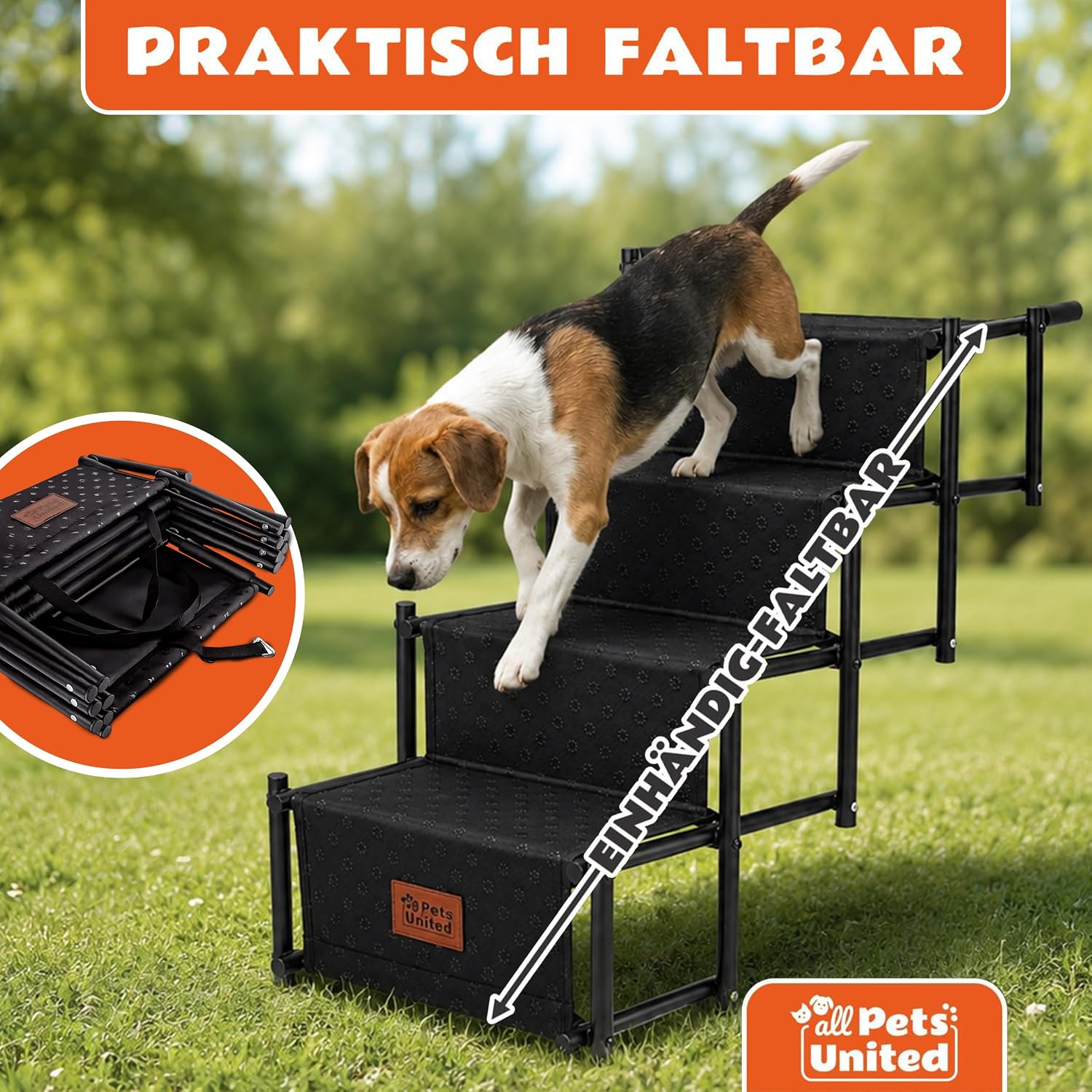 Faltbare Teleskop-Hundetreppe bis 70kg – Stabile Einstiegshilfe