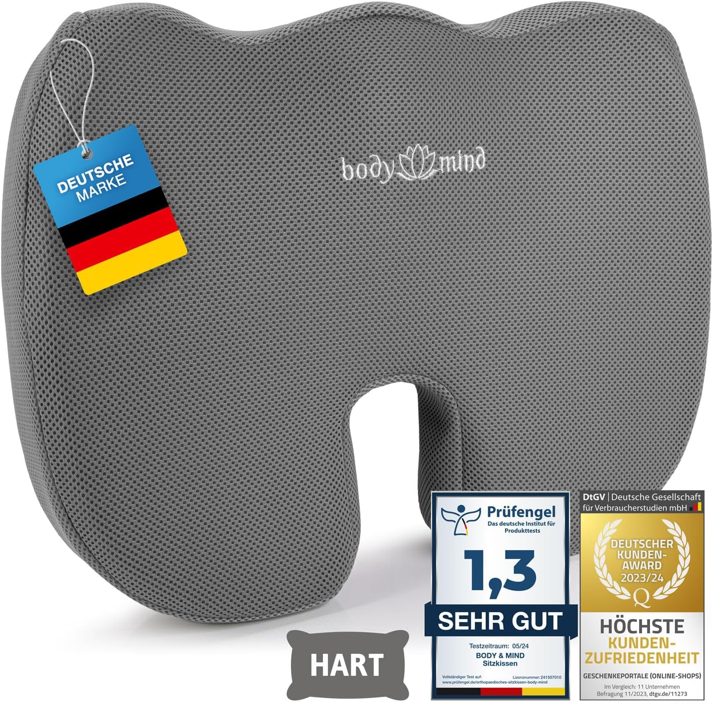 Orthopädisches Keilkissen mit Memory-Foam für Büro & Auto