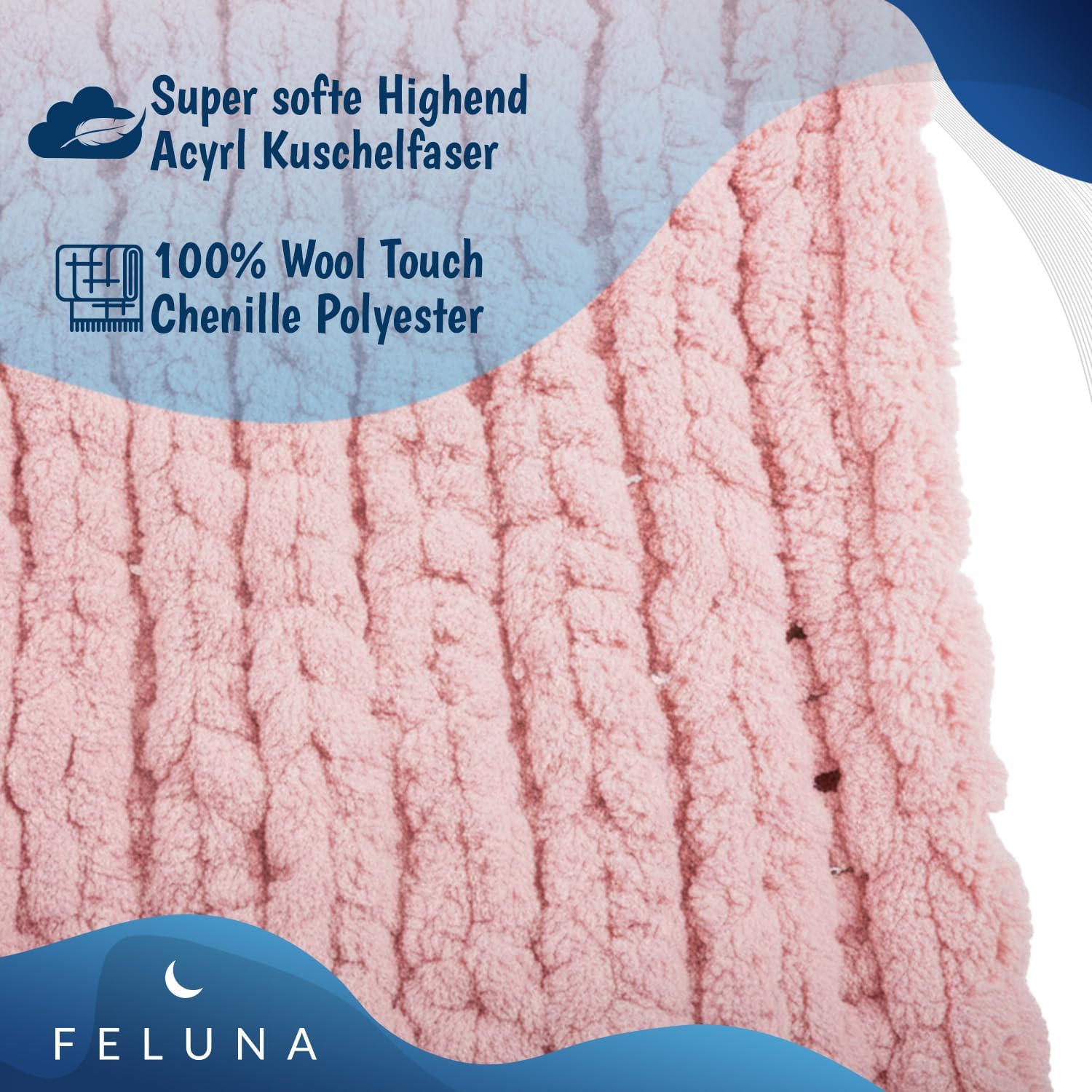 Feluna Grob gestrickte Kuscheldecke – Flauschige Wohndecke XXL
