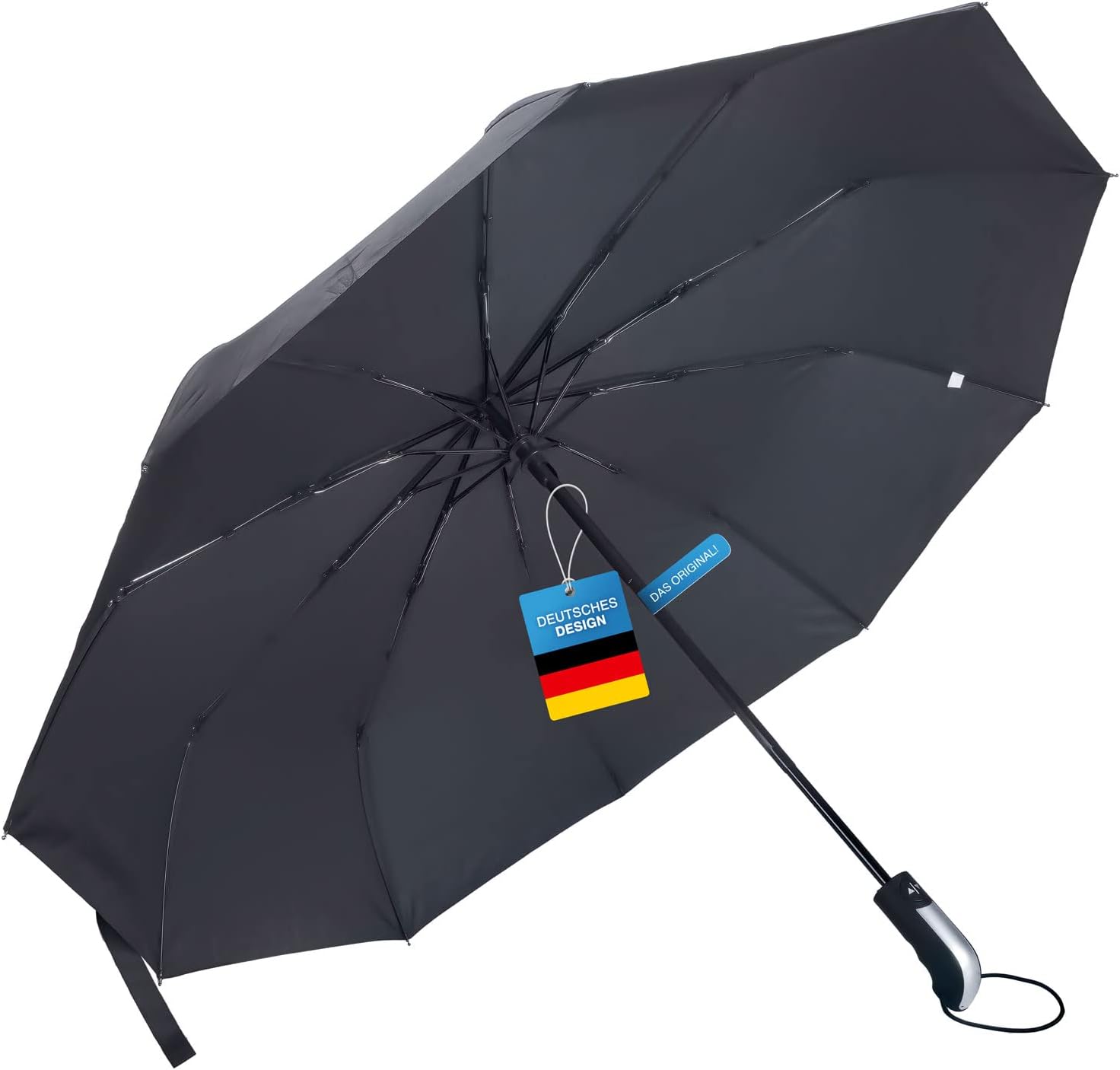 Schwarzer Automatik-Taschenschirm - Sturmfest & Kompakt