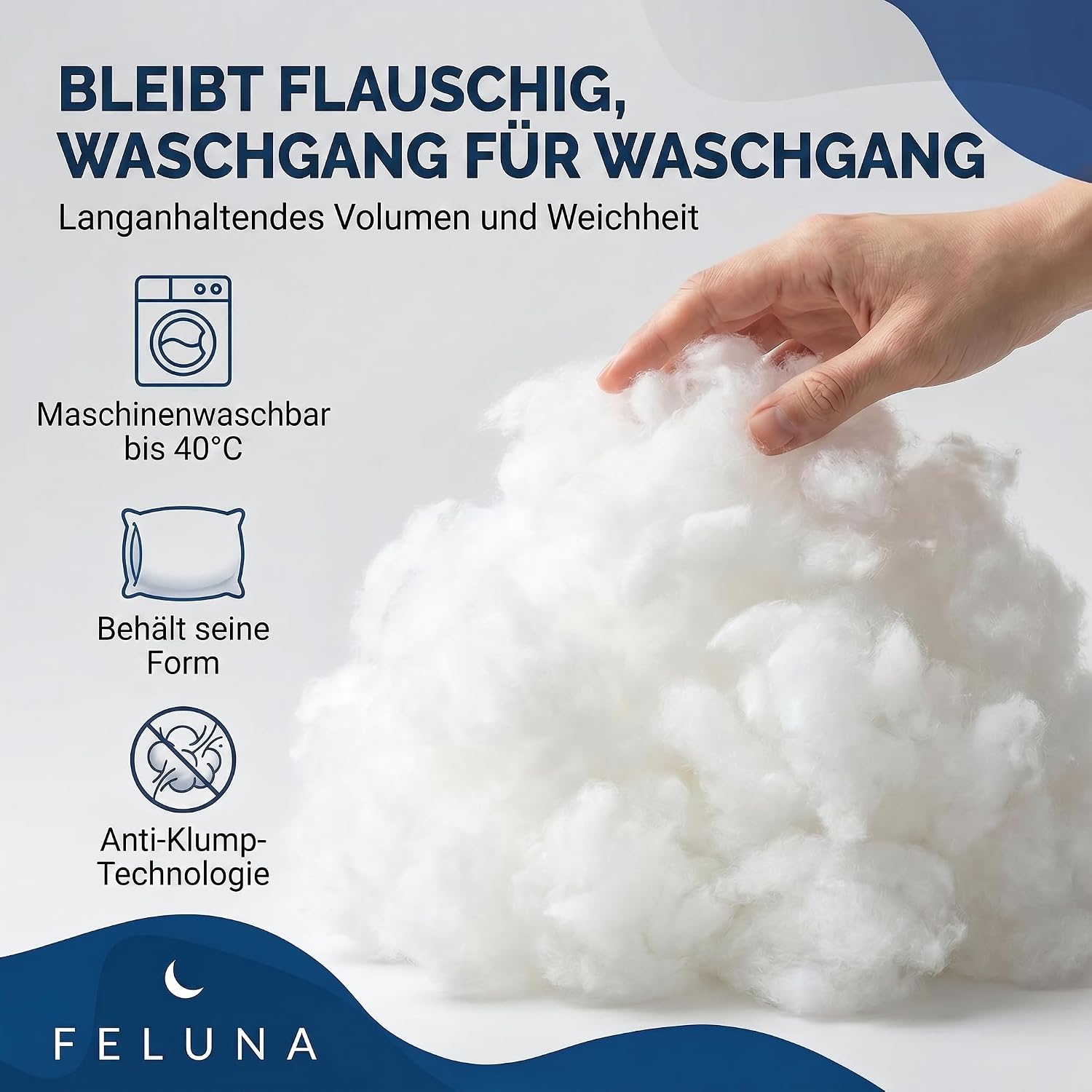 Premium Füllwatte 100% Öko-Tex Polyester für Kissen & Basteln