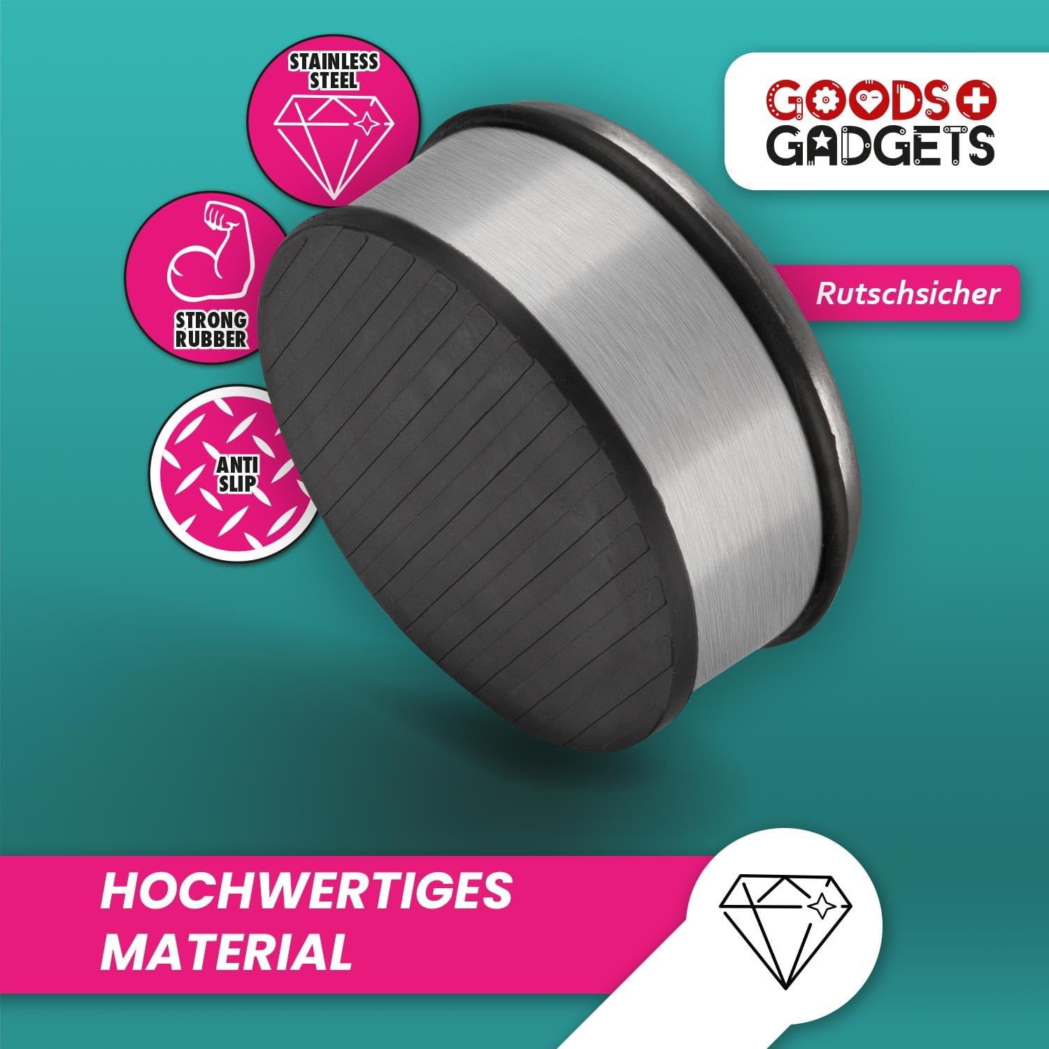 Edler Edelstahl Türstopper - Schwerer Boden-Türpuffer mit Gummiring