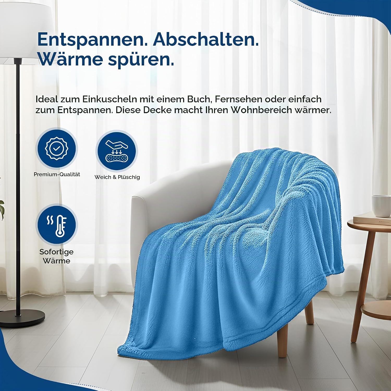 Feluna XXL Kuscheldecke 220x200 cm – Kuschelweiche Wohndecke Grau