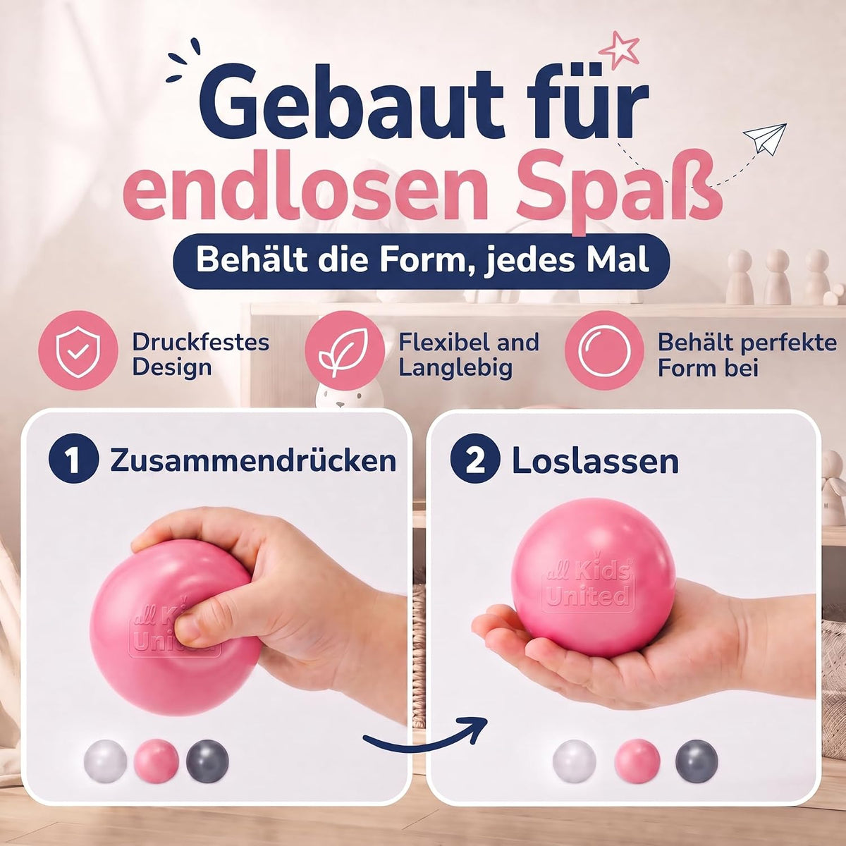 Bällebad-Bälle Rosa/Grau/Weiß #Farbe_Rosa/Grau/Weiß