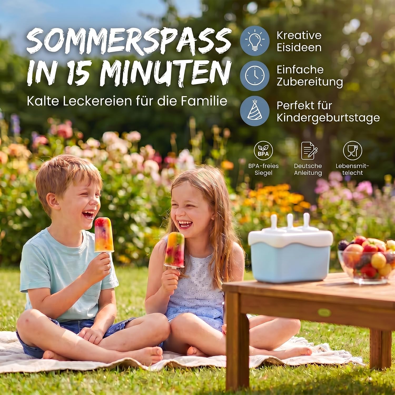 Eismaschine Eis am Stiel - Schneller Eis-Bereiter (15 Min.)