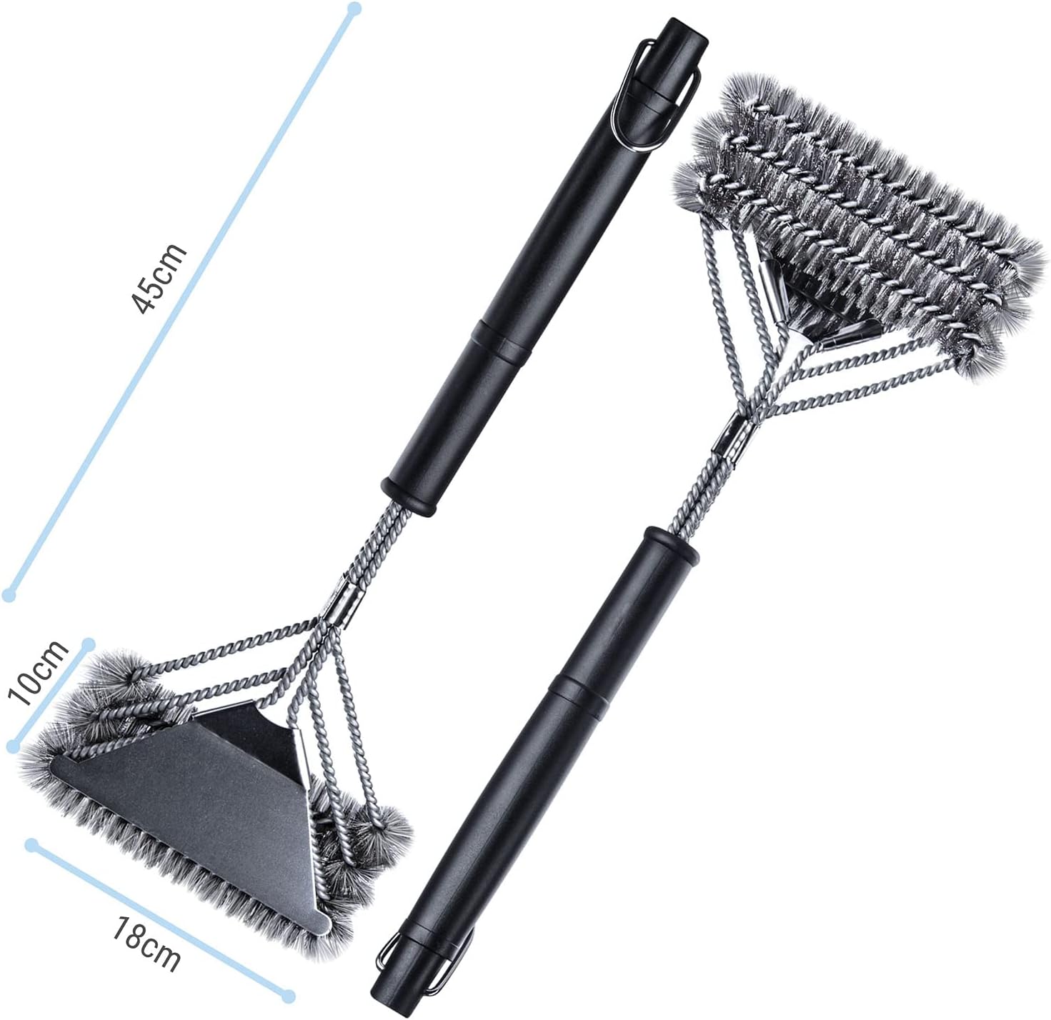 3in1 Edelstahl Grillbürste – 45 cm Reiniger mit Schaber