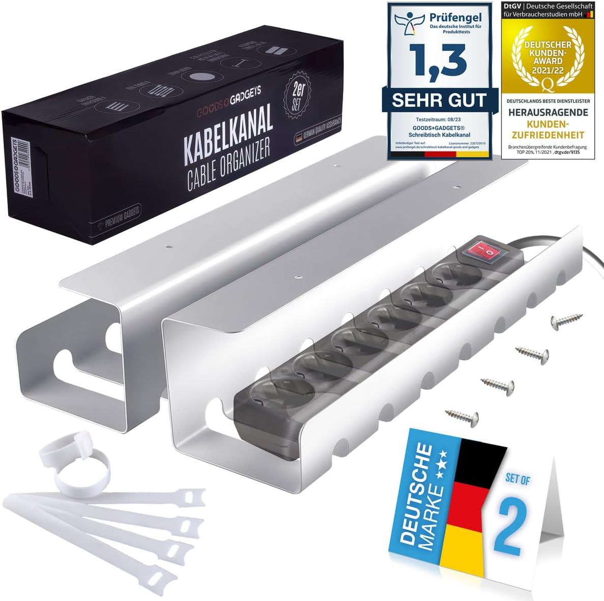 Kabelkanal Schreibtisch 2er Set - Kabelmanagement Ordnungssystem