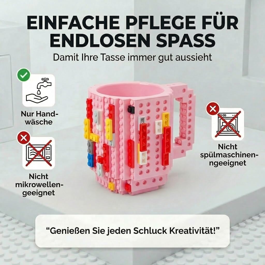 Brick Mug - Bausteine-Kaffeetasse 350ml - Kompatibler DIY Becher