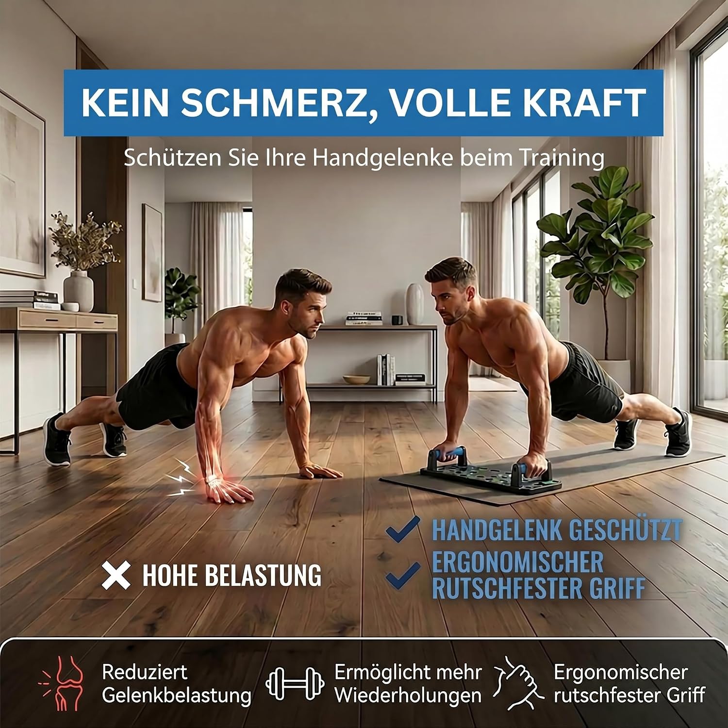 20in1 Liegestütze-Brett Elite - Faltbares Push-Up Board mit Bändern