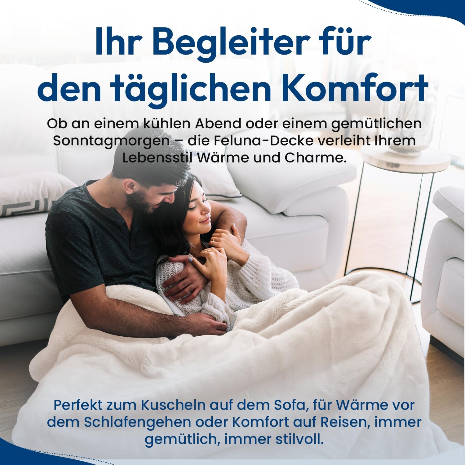 Feluna XXL Kuscheldecke 220x200 cm – Kuschelweiche Wohndecke Grau